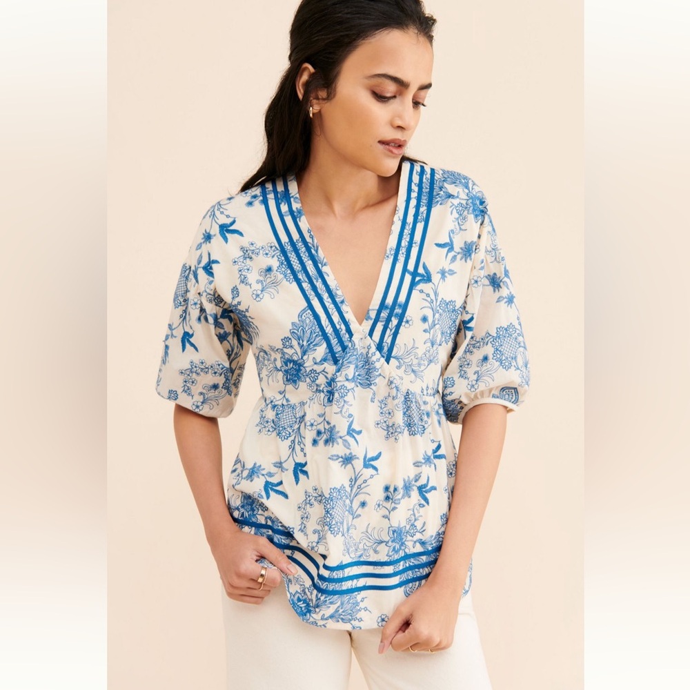 Sui by Ana Sui Chinoiserie Babydoll Blouse